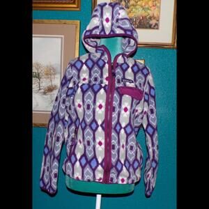 Patagonia Women's Fleece Jacket with Hood - Purple Diamond Pattern